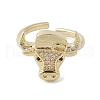 Brass with Micro Pave Cubic Zirconia Adjustable Open Rings RJEW-K257-64G-2