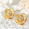 304 Stainless Steel Flower Stud Earrings EJEW-M073-16G-2