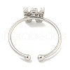 Rack Plating Brass Open Cuff Rings for Women RJEW-F162-02P-W-3