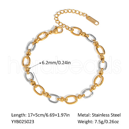 Stainless Steel Oval Link Chain Bracelets for Women QE8040-3-1