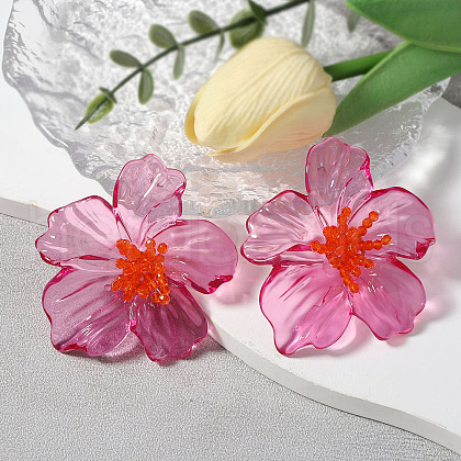 Flower Transparent Acrylic Stud Earrings FS-WGF3DA5-02-1