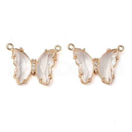 Brass Pave Faceted Glass Connector Charms FIND-Z020-03K-1