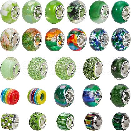 Acrylic & Resin & Polymer Clay Rhinestone European Beads FPDL-NB0001-02F-1