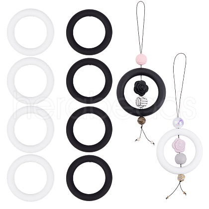 DICOSMETIC 10Pcs 2 Colors Ring Silicone Beads SIL-DC0001-79-1