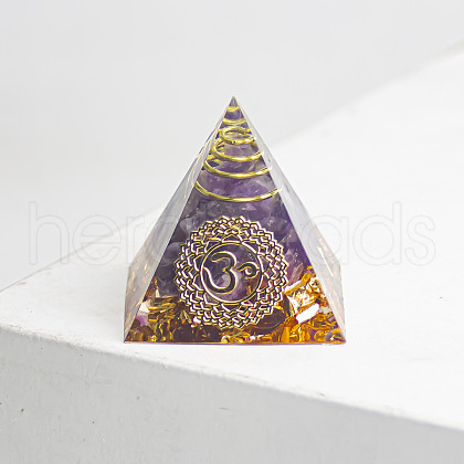 Chakra Theme Orgonite Pyramid Resin Energy Generators WG78315-01-1