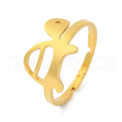 Animal 201 Stainless Steel Adjustable Rings for Women RJEW-D082-05G-1