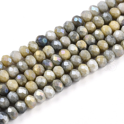 Faceted Electroplated Glass Beads Strands GLAA-C023-02-C11-A-1