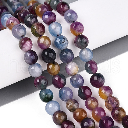 Dyed Natural White Jade Beads Strands G-T139-8mm-60-08-1