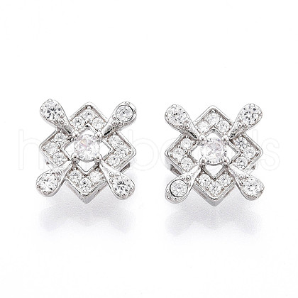 925 Sterling Silver Micro Pave Clear Cubic Zirconia Slide Charms STER-T007-145P-1