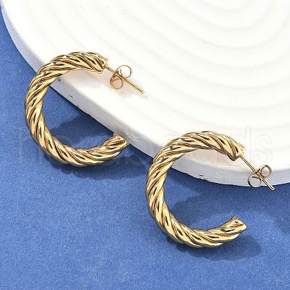 304 Stainless Steel Half Hoop Earrings EJEW-F257-10G-1
