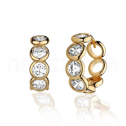 Brass Cubic Zirconia Hoop Earrings FS-WG6F7A1-13-1