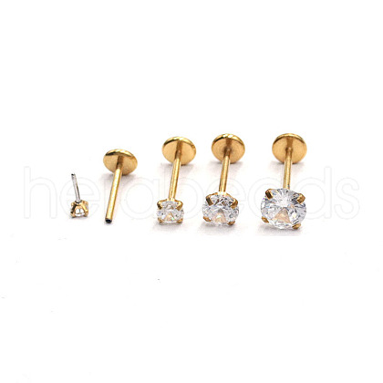 Stainless Steel Clear Cubic Zirconia Threadless Labret Stud WG18B1C-12-1