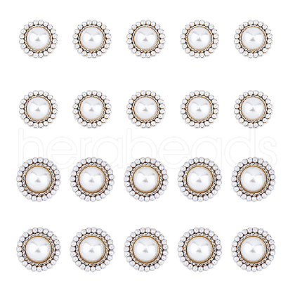 DICOSMETIC 20Pcs 2 Style ABS Plastic Imitation Pearl Shank Buttons BUTT-DC0001-06P-1