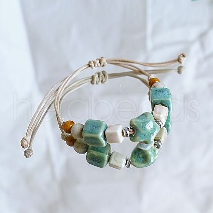 Ceramic Beads Braided Bead Bracelets FS-WG18053-09-1