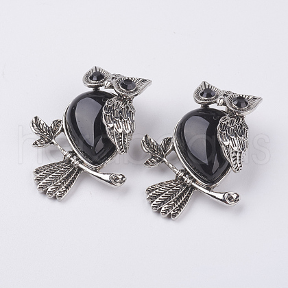 Natural Dyed & Heated Black Agate Pendants G-E442-01R-1