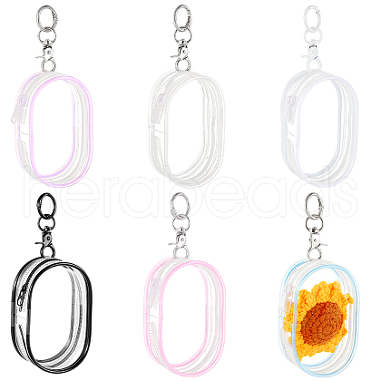   6Pcs 6 Colors Portable Travel Transparent Plastic Zipper Bags with Alloy Clasps ABAG-GA0001-29B-1