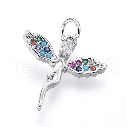 Brass Micro Pave Cubic Zirconia Pendants ZIRC-I032-24P-1