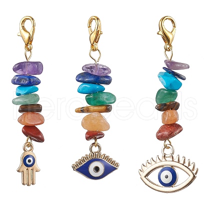 3Pcs 3 Styles Chakra Jewelry Alloy Enamel Pendant Decorations HJEW-JM01683-1
