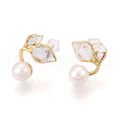 Mother's Day Jewellery Brass Natural Pearl Stud Earrings PEAR-N020-06T-1