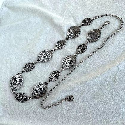Tibetan Style Zinc Alloy & Iron Oval Link Chain Waist Belly Chains WGB4B33-01-1