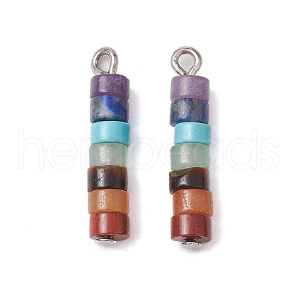 7 Chakra Mixed Gemstone Disc Beaded Pendants PALLOY-JF02743-01-1