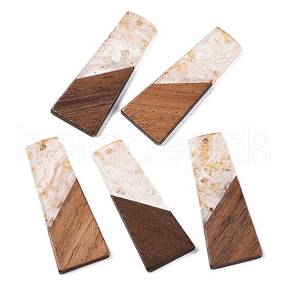 Opaque Resin & Walnut Wood Pendants RESI-T058-04M-1