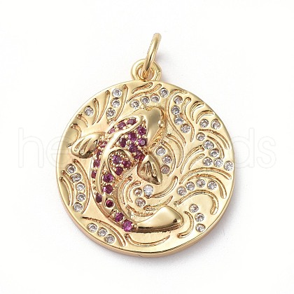 Brass Micro Pave Cubic Zirconia Pendants ZIRC-G160-28G-1
