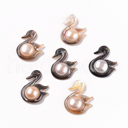 Natural Black Lip Shell Pendants SSHEL-R144-01-1