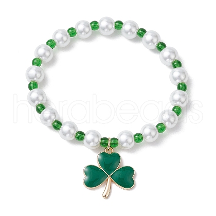 Glass Pearl Beaded Stretch Braceltets BJEW-JB11217-1