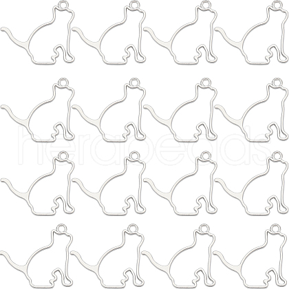 SUNNYCLUE 20Pcs Rack Plating Alloy Kitten Open Back Bezel Pendants FIND-SC0008-19-1