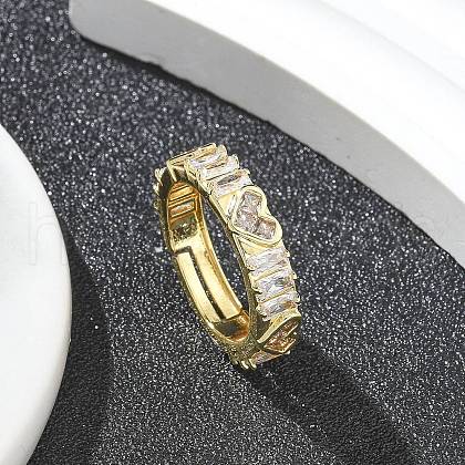 Rack Plating Brass Micro Pave Clear Cubic Zirconia Adjustable Finger Rings for Women RJEW-M028-82G-1