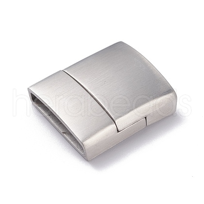 Matte 304 Stainless Steel Rectangle Magnetic Clasps with Glue-in Ends STAS-E089-41E-1