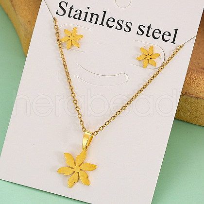 Stainless Steel Pendant Necklace & Stud Earring FS-WGABA87-15-1
