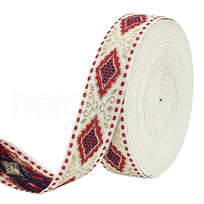 FINGERINSPIRE 10 Yards Ethnic Style Embroidery Polyester Ribbons OCOR-FG0002-25A-1