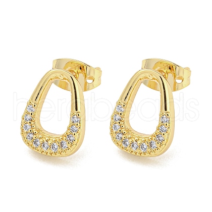 Brass Micro Pave Cubic Zirconia Stud Earrings EJEW-P261-38G-1