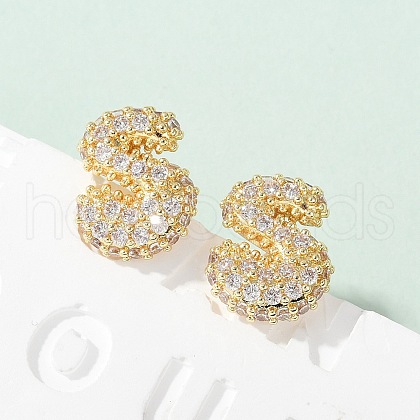 Brass Micro Pave Cubic Zirconia Stud Earrings EJEW-Z091-04G-S-1