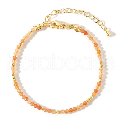Retro Ethnic Style Round Natural Red Aventurine Beaded Bracelets for Women OR1115-3-1