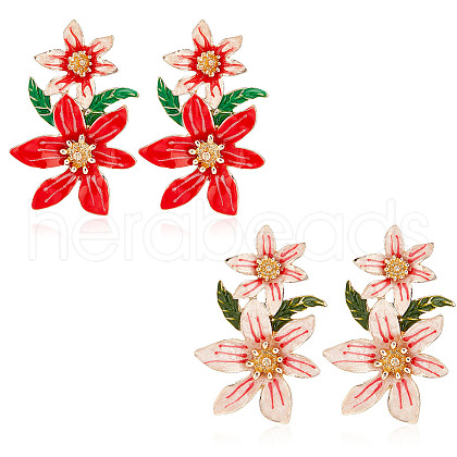 FIBLOOM 2 Pairs 2 Colors 3D Flower of Life Enamel Dangle Stud Earrings EJEW-FI0001-26-1