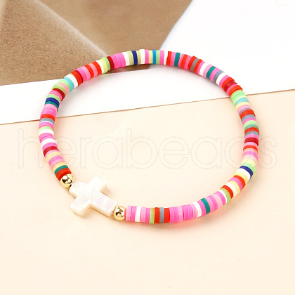 Bohemian Style Handmade Cross Polymer Clay Bracelets VQ7310-1