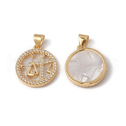 Rack Plating Brass Shell Pendants KK-D087-25G-07-1