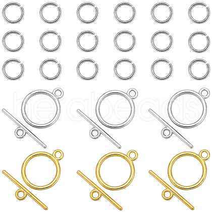 SUNNYCLUE 60Pcs 2 Colors Tibetan Style Alloy Toggle Clasps FIND-SC0008-20-1