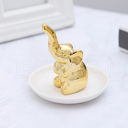 Ceramics Round Tray with Plating Elephant ELEP-PW0001-63B-1
