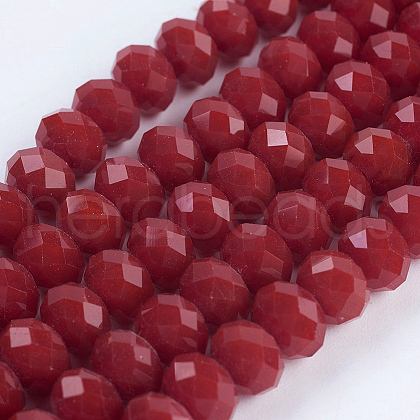 Opaque Solid Color Crystal Glass Rondelle Beads Strands EGLA-F047A-10-1