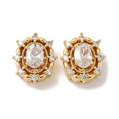 Brass Micro Pave Cubic Zirconia Beads KK-K378-06G-1