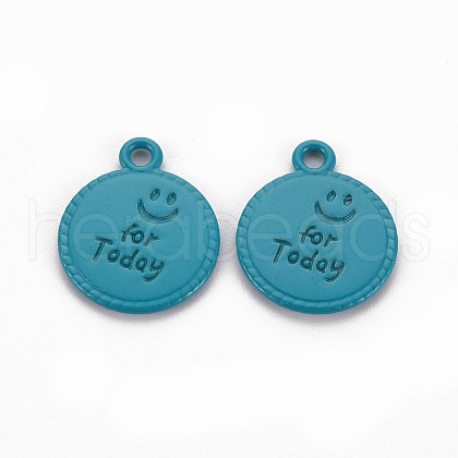 Spray Painted Alloy Pendants PALLOY-Q433-030B-RS-1