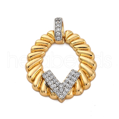 Brass Micro Pave Cubic Zirconia Pendants KK-V009-19G-1