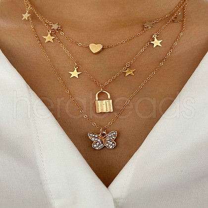 Alloy Pendant Layered Chain Necklaces for Women WGC39CD-12-1