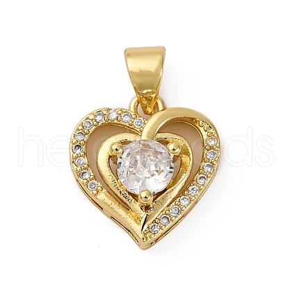 Brass Micro Pave Cubic Zirconia Pendants KK-P308-08G-1