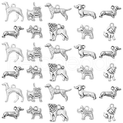 Tibetan Style Alloy Puppy Pendants TIBEP-CJ0001-18-1