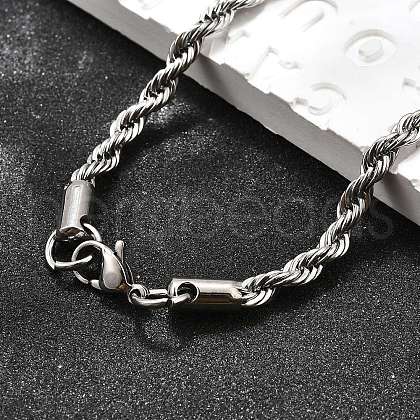 Tarnish Resistant Trendy Men's 304 Stainless Steel Rope Chain Necklaces NJEW-M072-D-02-1